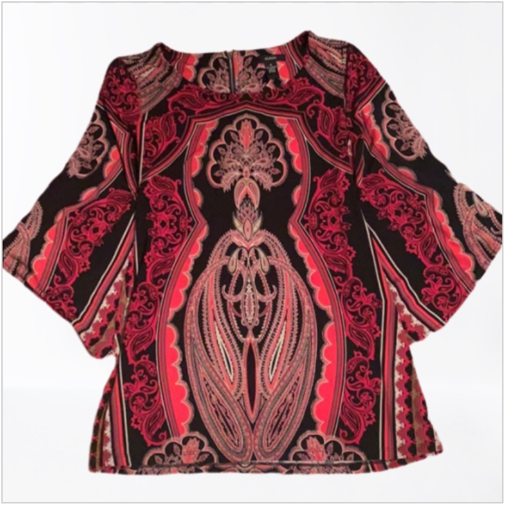 Alfani Red Black Paisley Blouse 3x